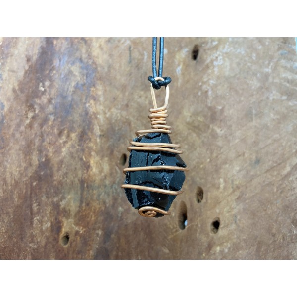 Chunky Crystal Pendant - Black Obsidian