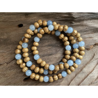 Angelite Necklace - Natural wood and Angelite 