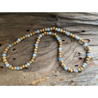 Angelite Necklace - Natural wood and Angelite 