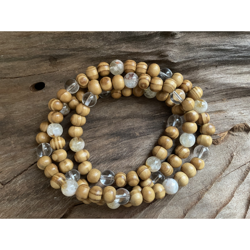 Citrine Necklace - Natural wood and Citrine  