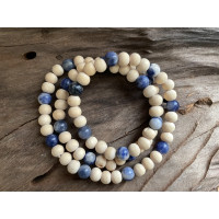 Sodalite Necklace -Natural wood and Sodalite